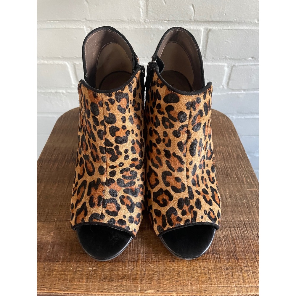Leopard Print Peep Toe Heeled Booties Ankle Boots Women Fashion‎